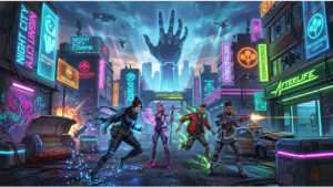 Uitgelichte thumbnail voor Apex Legends over de Cyberpunk 2077 en Edgerunners crossover in Night City