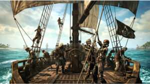 Vierkante thumbnail voor Assassin's Creed IV: Black Flag met skeletcrew Black Flag Resynced in piratenthema
