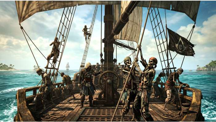 Vierkante thumbnail voor Assassin's Creed IV: Black Flag met skeletcrew Black Flag Resynced in piratenthema