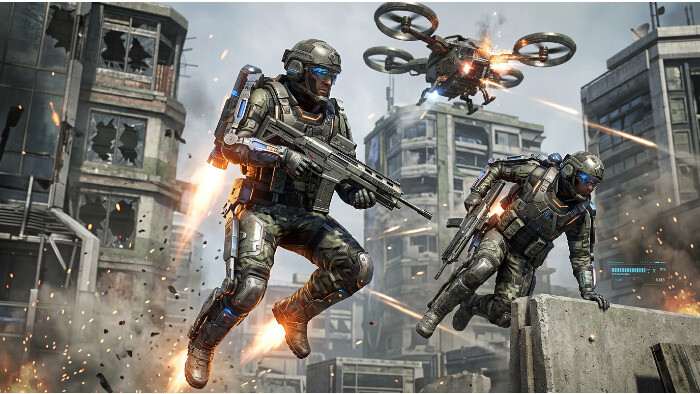 Uitgelichte thumbnail voor Call of Duty: Advanced Warfare op PS met futuristische soldaat en exosuit