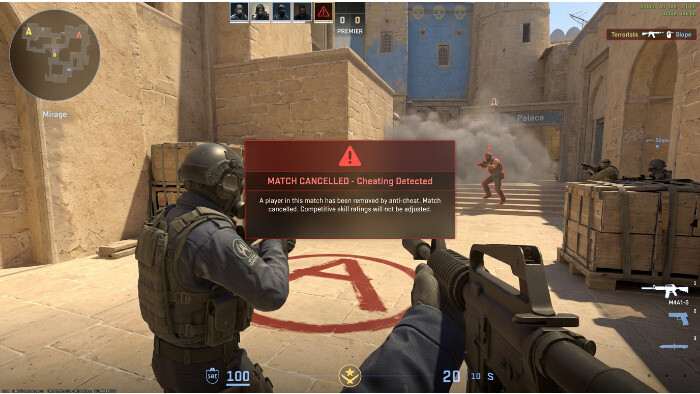 Counter-Strike 2 thumbnail met CT-soldaat en tekst over VAC die matches annuleert na een update