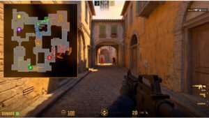 CS2 featured thumbnail over radar instellingen voor snelle callouts, met een tactische minimap-achtige achtergrond
