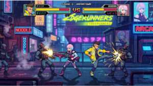Uitgelichte thumbnail over Cyberpunk 2077 met verwijzing naar een Cyberpunk: Edgerunners brawler van WayForward