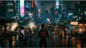 Cyberpunk 2077 uitgelichte thumbnail met neon personage, passend bij nieuws over Steam-korting en recordspelersaantal