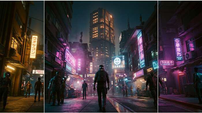 Uitgelichte thumbnail voor Cyberpunk 2077 over spelen zonder minimap, met neon Night City als visueel kompas