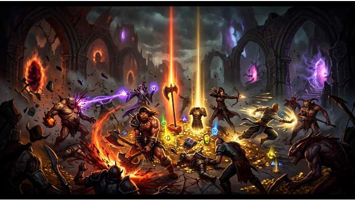 Diablo III featured thumbnail met demonisch rood-blauw artwork dat de loot chase en beloningsdrang visualiseert
