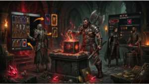 Diablo IV thumbnail met donkere demonische sfeer bij patch 3.1.1 over Mythic drops en crafting kosten