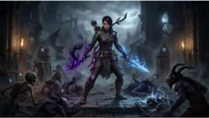 Featured thumbnail voor Diablo IV met de titel over Rogue class build guide en beste builds per doel