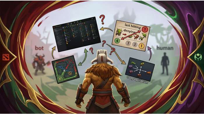 Dota 2 featured thumbnail met het game-logo en donkere MOBA-sfeer die de lastige eerste uur instap benadrukt