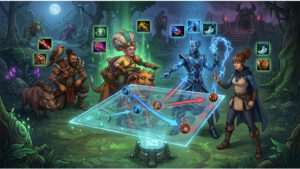 Dota 2 featured thumbnail over flex heroes, met hero-art en tekst over slim draften
