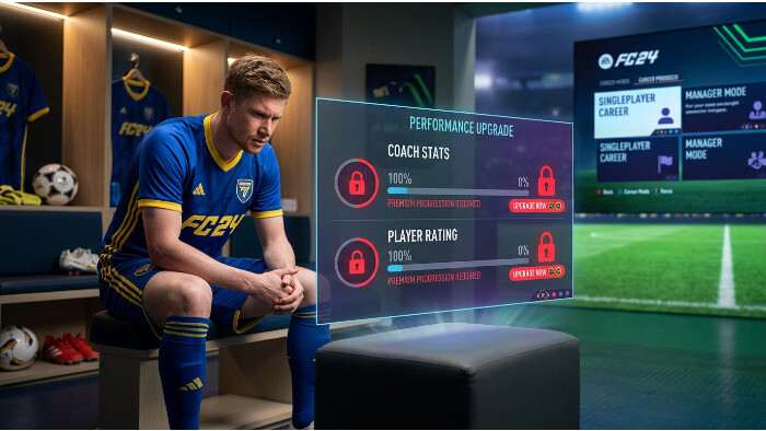Featured thumbnail voor EA Sports FC 24 over frustratie rond betaalmuren in de singleplayer modus