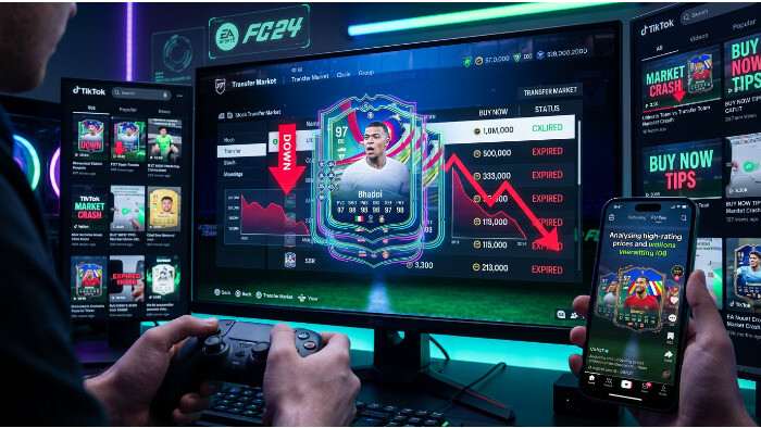 EA Sports FC 24 thumbnail over een transfermarktcrash die viraal gaat op TikTok