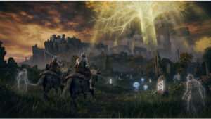 Elden Ring thumbnail met spelers die de Seamless Co-Op mod aan elkaar uitleggen