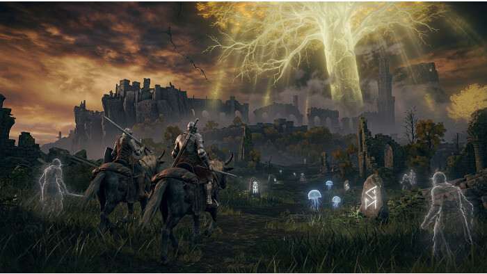 Elden Ring thumbnail met spelers die de Seamless Co-Op mod aan elkaar uitleggen