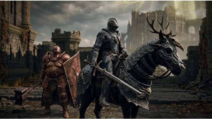 Elden Ring thumbnail met Tarnished en gouden licht, verwijzend naar nieuwe classes en Torrent-skins in Tarnished Pack