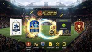 FIFA 17 Ultimate Team thumbnail met voetbalspeler en FUT-kaarten, passend bij het grinden na een perfecte squad