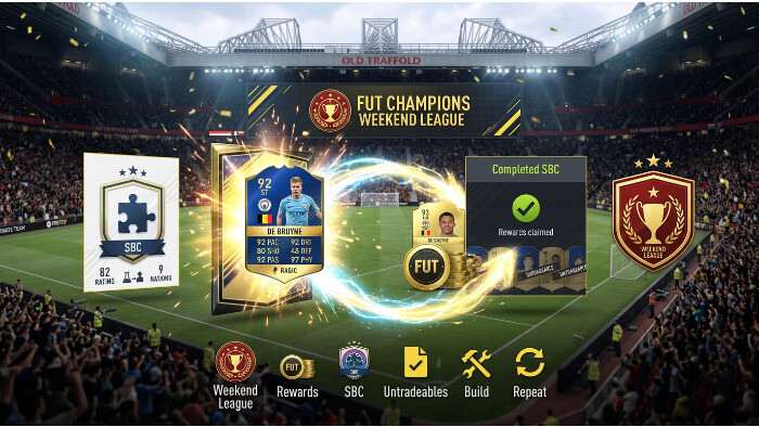FIFA 17 Ultimate Team thumbnail met voetbalspeler en FUT-kaarten, passend bij het grinden na een perfecte squad