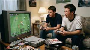 Uitgelichte thumbnail voor FIFA Soccer 06 op PS met retro voetbalstijl en focus op ritme in de gameplay