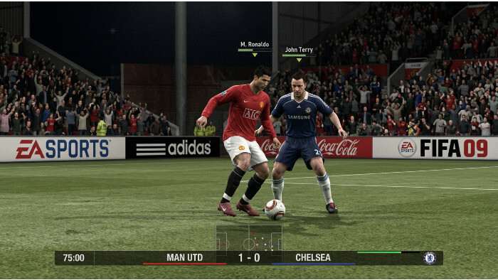 Uitgelichte thumbnail voor FIFA Soccer 09 op PS met voetbalactie en titeltekst in retro 2008-stijl