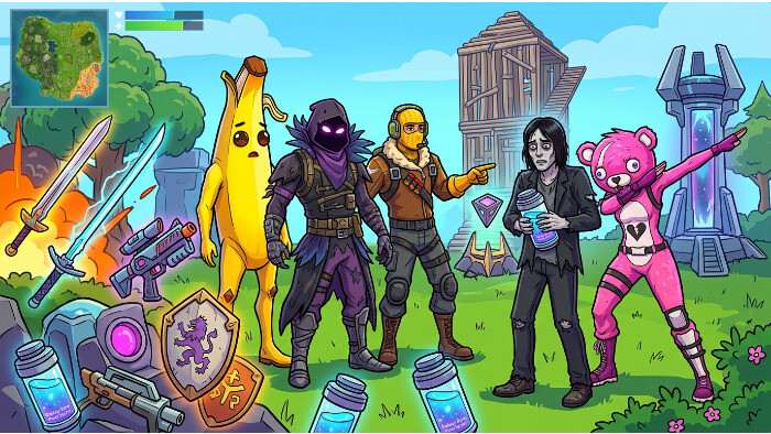 Fortnite thumbnail met focus op IP-crossovers en de ethiek achter collabs in een artikelkop