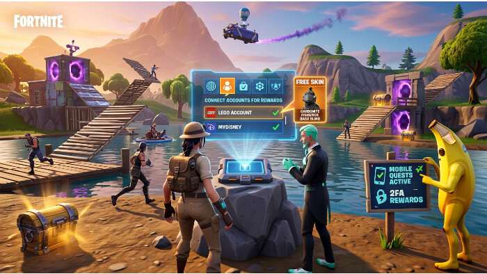 Fortnite thumbnail met een personage en de tekst over gratis skins nu codes droog staan