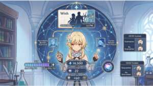 Genshin Impact featured thumbnail over gacha als planningsspel, met een gestileerde game-achtergrond