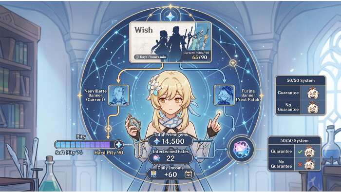 Genshin Impact featured thumbnail over gacha als planningsspel, met een gestileerde game-achtergrond