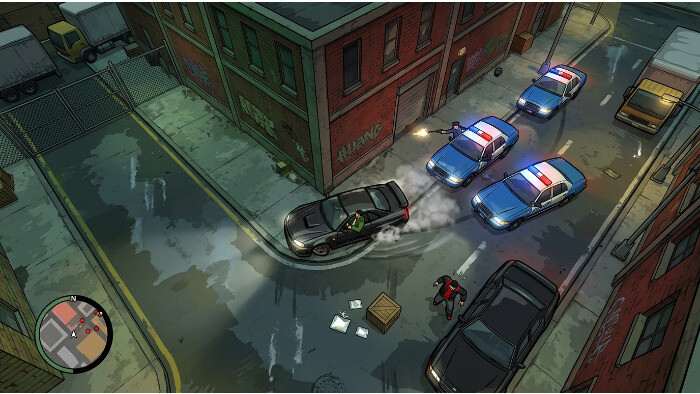 Uitgelichte thumbnail voor Grand Theft Auto: Chinatown Wars met top-down stijl en handheld chaos als thema
