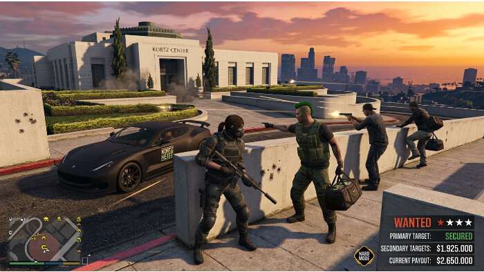Featured thumbnail voor GTA Online over de Kortz Heist, met een GTA-personage en geldthema