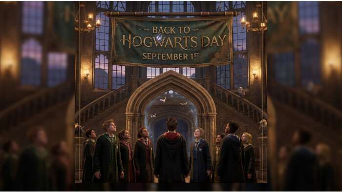 Vierkante thumbnail voor Hogwarts Legacy 2 met magische sfeer, verwijzend naar een mogelijke onthulling op 1 september