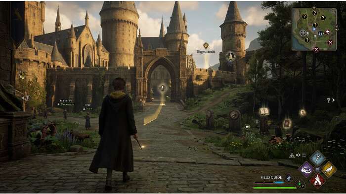 Hogwarts Legacy thumbnail met een tovenaar bij Hogwarts, passend bij het thema vrijheid versus sturing