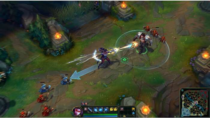 League of Legends thumbnail over ADC kiting, met een marksman en pijlen die kiting-beweging en spacing tonen