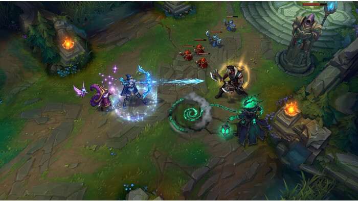 League of Legends thumbnail met neonring en artikeltekst over botlane trading patterns