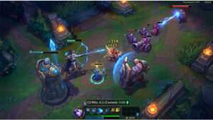 League of Legends thumbnail met een kampioenportret en titeltekst over CS per minuut targets per rank en rol