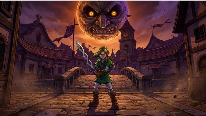Uitgelichte thumbnail voor The Legend of Zelda: Majora's Mask over een vermeende remake die via IMDb is gelekt