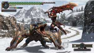 Uitgelichte thumbnail voor Monster Hunter Freedom 2 met een jager en monster in een ruige fantasy-omgeving