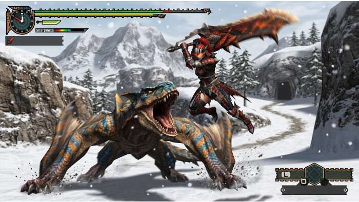 Uitgelichte thumbnail voor Monster Hunter Freedom 2 met een jager en monster in een ruige fantasy-omgeving
