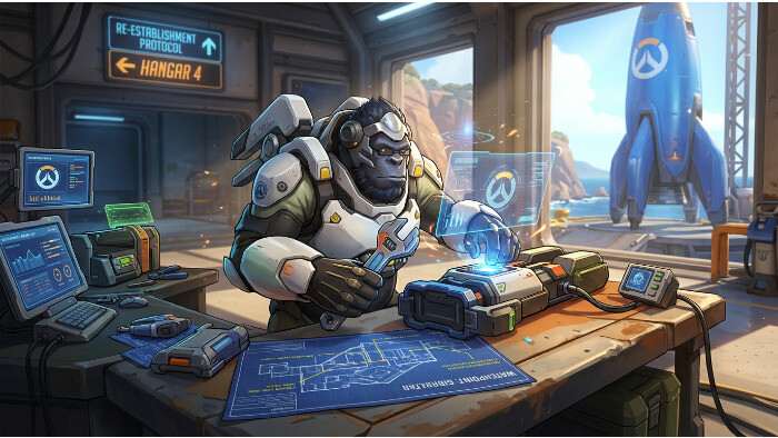 Overwatch 2 featured thumbnail over lore-updates voor maps in 2025 met game-art op de achtergrond