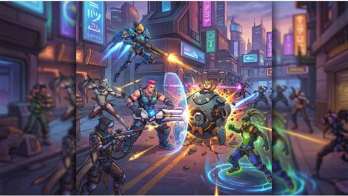 Overwatch thumbnail met Tracer en het Overwatch-logo, over de terugkeer van 6v6 in Quick Play Hacked 1-3-2
