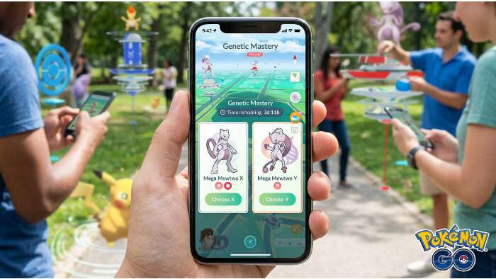 Vierkante thumbnail voor Pokémon GO met Mega Mewtwo X en Y als keuze in het artikel