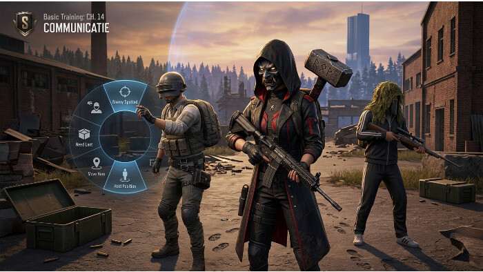 Uitgelichte thumbnail voor PUBG: Battlegrounds Update 42.2 met focus op tutorial, Hot Drop en Radial Message System
