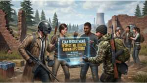 PUBG Mobile uitgelichte thumbnail met soldaat en helm, passend bij clans zonder ego of toxicity