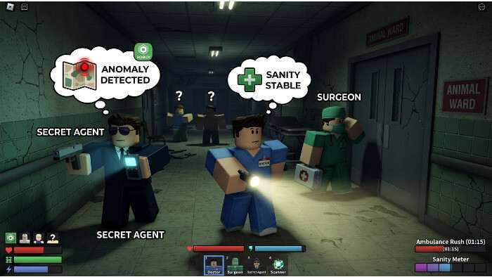 Roblox featured thumbnail voor Animal Hospital Anomaly met tekst over een S-tier meta