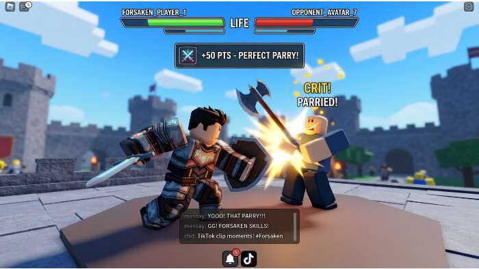 Roblox Forsaken featured thumbnail met Roblox-avatar en tekst over clips die viraal gaan op TikTok en Snapchat