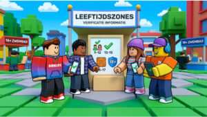 Roblox uitgelichte thumbnail over leeftijdszones en leeftijdsverificatie die sociale interacties in de game sturen