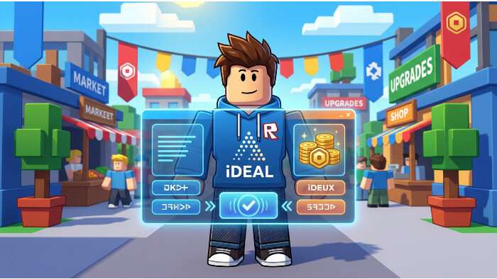 Roblox thumbnail met Robux kopen via iDEAL, met betaalroutes en oplossingen in de afbeelding