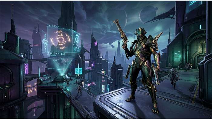 Warframe thumbnail met TennoCon 2026 kop over Tau-expansie en een tweede solar system