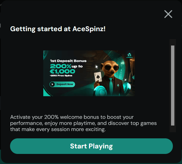 AceSpinz casino zonder cruks aanmelden