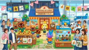 Uitgelichte thumbnail voor Animal Crossing: New Horizons over het Japanse pop-up event met LEGO-items en exclusieve merch