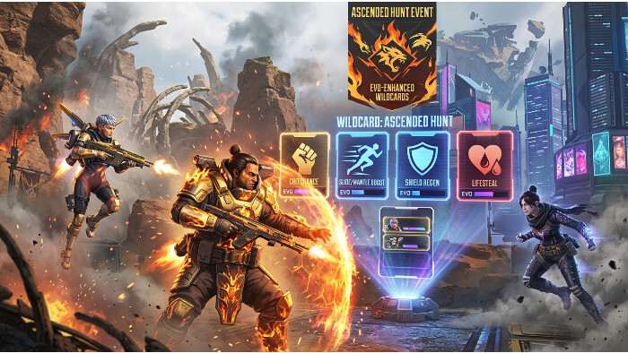Apex Legends thumbnail met Gibraltar en verwijzing naar het Ascended Hunt Event met Wildcard-powerups